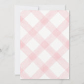 008 Roze Teddybeer Gingham Baby Shower Uitnodiging (Achterkant)