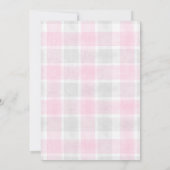 009 Fuchsia 020 Fog Sun Plaid Stork Baby Shower Kaart (Achterkant)