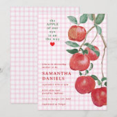 009 Fuchsia Appel der Liefde Gingham Baby Shower Kaart (Voorkant / Achterkant)