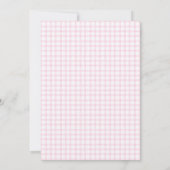 009 Fuchsia Duif Botanische Kruis Gingham Doopfees Kaart (Achterkant)