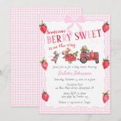 009 Fuchsia Gingham Bes Babyshower Boerderij Zoet Kaart (Voorkant / Achterkant)