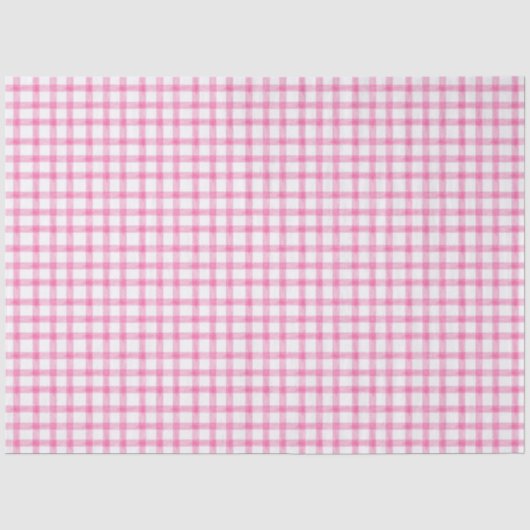 009 Fuchsia Helder Roze Gingham Tissuepapier (Voorkant)