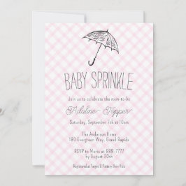 009 Fuchsia Moderne Paraplu Gingham Baby Sprinkle Kaart