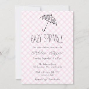 009 Fuchsia Moderne Paraplu Gingham Baby Sprinkle Kaart