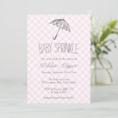 009 Fuchsia Moderne Paraplu Gingham Baby Sprinkle Kaart (Staand voorkant)