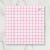 009 Fuchsia Roze Bloem Gingham Babyfeest Bedankjes Labels (Achterkant)