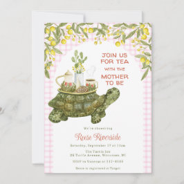 009 Fuchsia Roze Tuin Thee Turtle Baby Shower Kaart