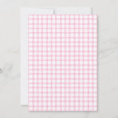 009 Fuchsia Scroll Gingham Kruis Kaars Doopuitnodi Kaart (Achterkant)