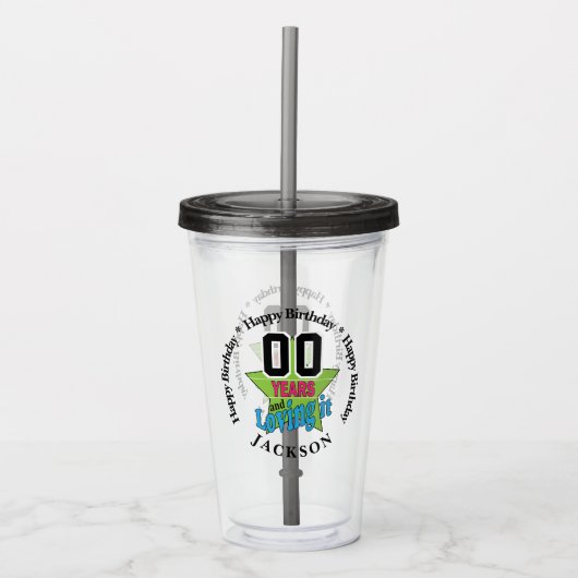 00 jaar en liefhebbend | Geboortedag Acryl Drinkbeker (Voorkant)