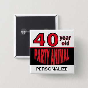 00 jaar oud feestbeest   Birthday   personaliseren Vierkante Button 5,1 Cm