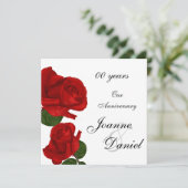 00 jubileum uitnodiging witte rode roos bloemen (Staand voorkant)