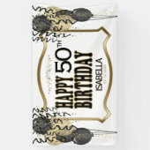 00e geboortedag en -leeftijd - Zwarte ballonnen Spandoek (Verticaal)