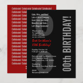 00e moderne Birthday Black White Red Kaart (Voorkant / Achterkant)