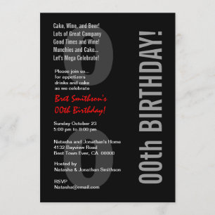 00e moderne Birthday Black White Red Kaart