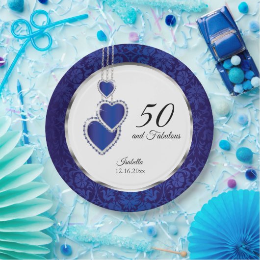 00e Sapphire Blue Birthday Papieren Bordje (Feest)