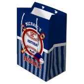 00e verjaardag - Baseball - Donkerblauw Medium Cadeauzakje (Achterkant Gekanteld)