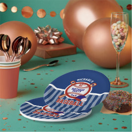 00e verjaardag - Baseball - Donkerblauw Papieren Bordje