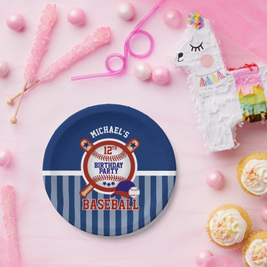 00e verjaardag - Baseball - Donkerblauw Papieren Bordje (Feest)