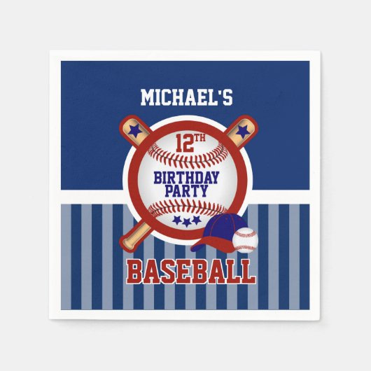 00e verjaardag - Baseball - Donkerblauw Servet (Voorkant)