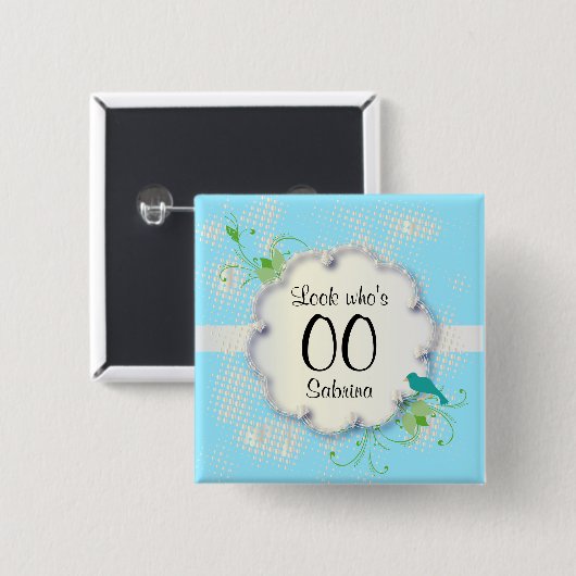 00e verjaardag | DIY Text Pinback Button (Voorkant /achterkant)