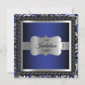 00e verjaardag | Donkere blauwe metalen en zilver Kaart (Voorkant)