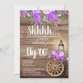 00e verjaardag - Houtsvat en paarse bloemen Kaart (Voorkant)