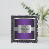 00e verjaardag | Paarse metalen en zilver Kaart (Staand voorkant)