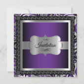 00e verjaardag | Paarse metalen en zilver Kaart (Voorkant)