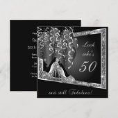 00e verjaardag | Zilver Glitter & Black Kaart (Voorkant / Achterkant)