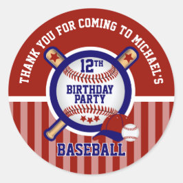 00e Verjaardagsfeest - Honkbal - Dank je wel Ronde Sticker