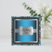 00e verrassingsdag | Blue Metallic & Silver Kaart (Staand voorkant)