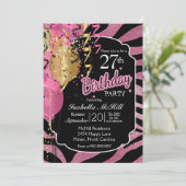 00e werkdag - roze en zwarte Zebrastripes Kaart (Staand voorkant)