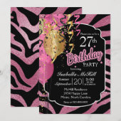 00e werkdag - roze en zwarte Zebrastripes Kaart (Voorkant / Achterkant)