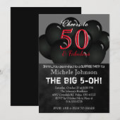 00e zwarte ballon verjaardagsfeestje kaart (Voorkant / Achterkant)