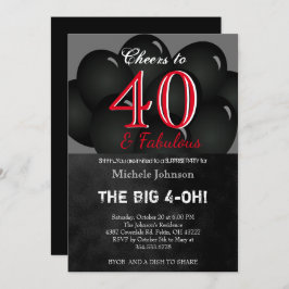 00e zwarte ballon verjaardagsfeestje kaart