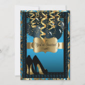 00ste verjaardag | Blauwe hoge hakken luipaard Kaart (Voorkant)