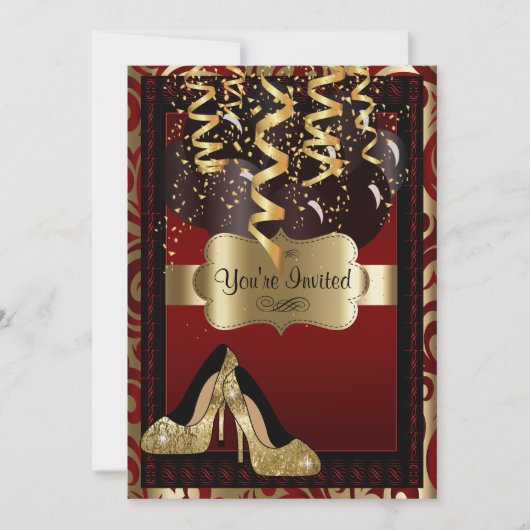 00ste verjaardag | Gold High Heels Leopard Kaart (Voorkant)