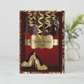 00ste verjaardag | Gold High Heels Leopard Kaart (Staand voorkant)