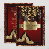 00ste verjaardag | Gold High Heels Leopard Kaart (Voorkant / Achterkant)