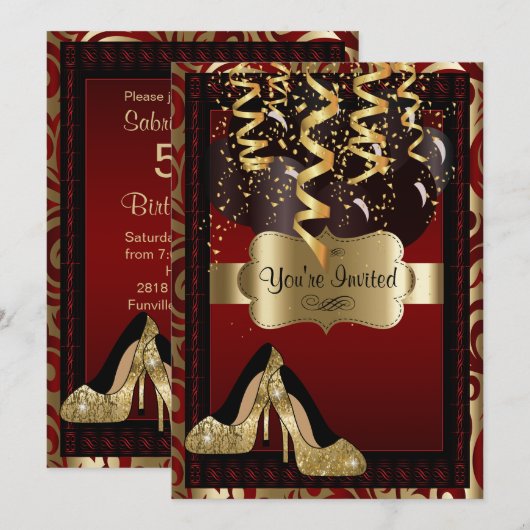 00ste verjaardag | Gold High Heels Leopard Kaart (Voorkant / Achterkant)