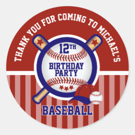 00ste verjaardagsfeestje - Honkbal - Dank je wel Ronde Sticker
