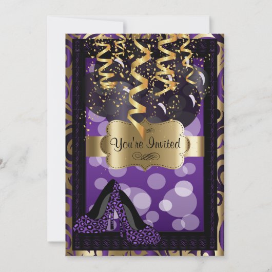 00ste verjaardagsfeestje | Paarse hoge hakken Kaart (Voorkant)
