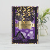 00ste verjaardagsfeestje | Paarse hoge hakken Kaart (Staand voorkant)