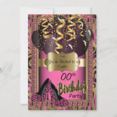 00ste verjaardagsfeestje | Roze hoge hakken luipaa Kaart (Voorkant)