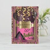 00ste verjaardagsfeestje | Roze hoge hakken luipaa Kaart (Staand voorkant)