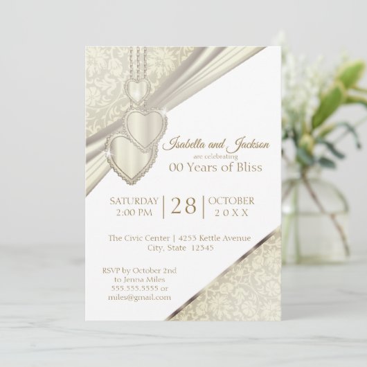 00ste Vintage Crème Witte Jubileumcollectie Kaart (Staand voorkant)