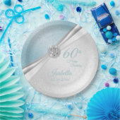 00th Birthday - Blue & White Glitter Papieren Bordje (Feest)