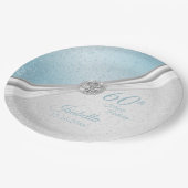 00th Birthday - Blue & White Glitter Papieren Bordje (Gekanteld)