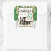 00th Birthday Name and Age - Green Vierkante Sticker (Tas)