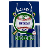 00th Birthday Party - Baseball - Donkergroen Medium Cadeauzakje (Voorkant)